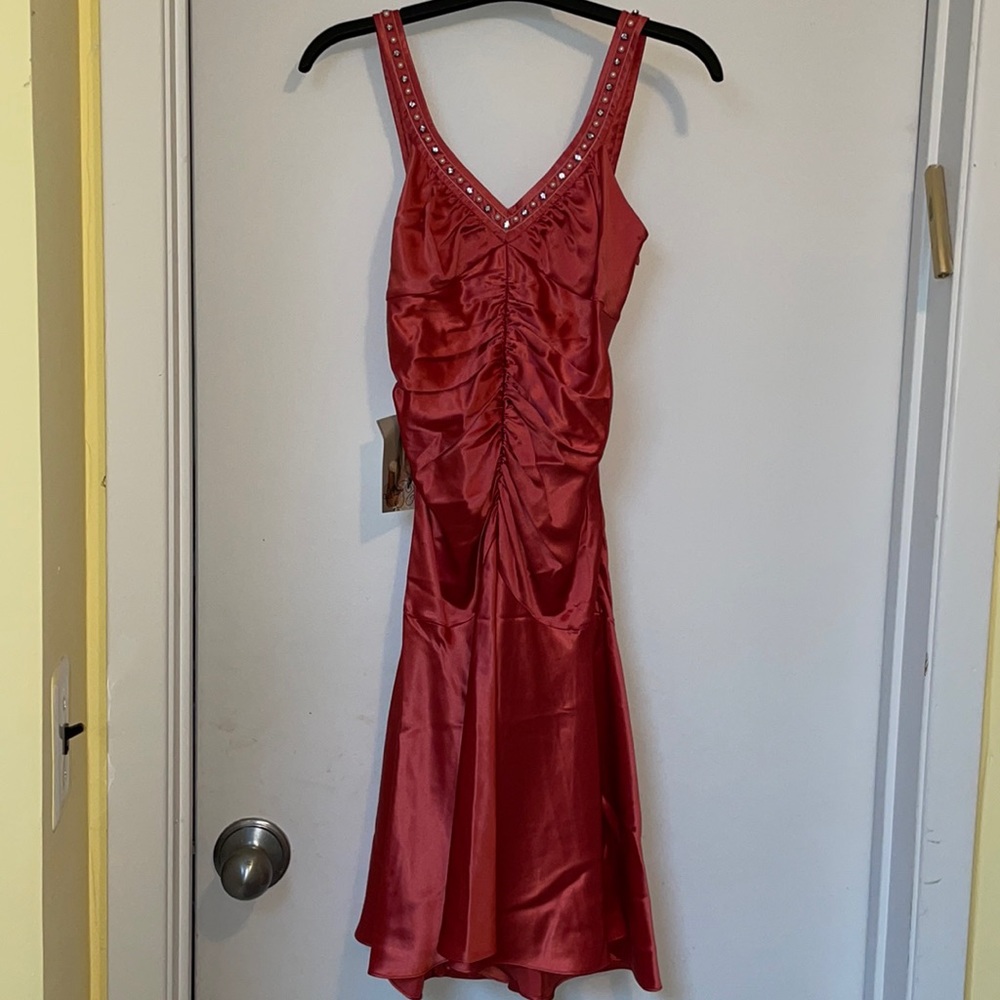 Betsey Johnson silk coral bead dress - Picture 2 of 9